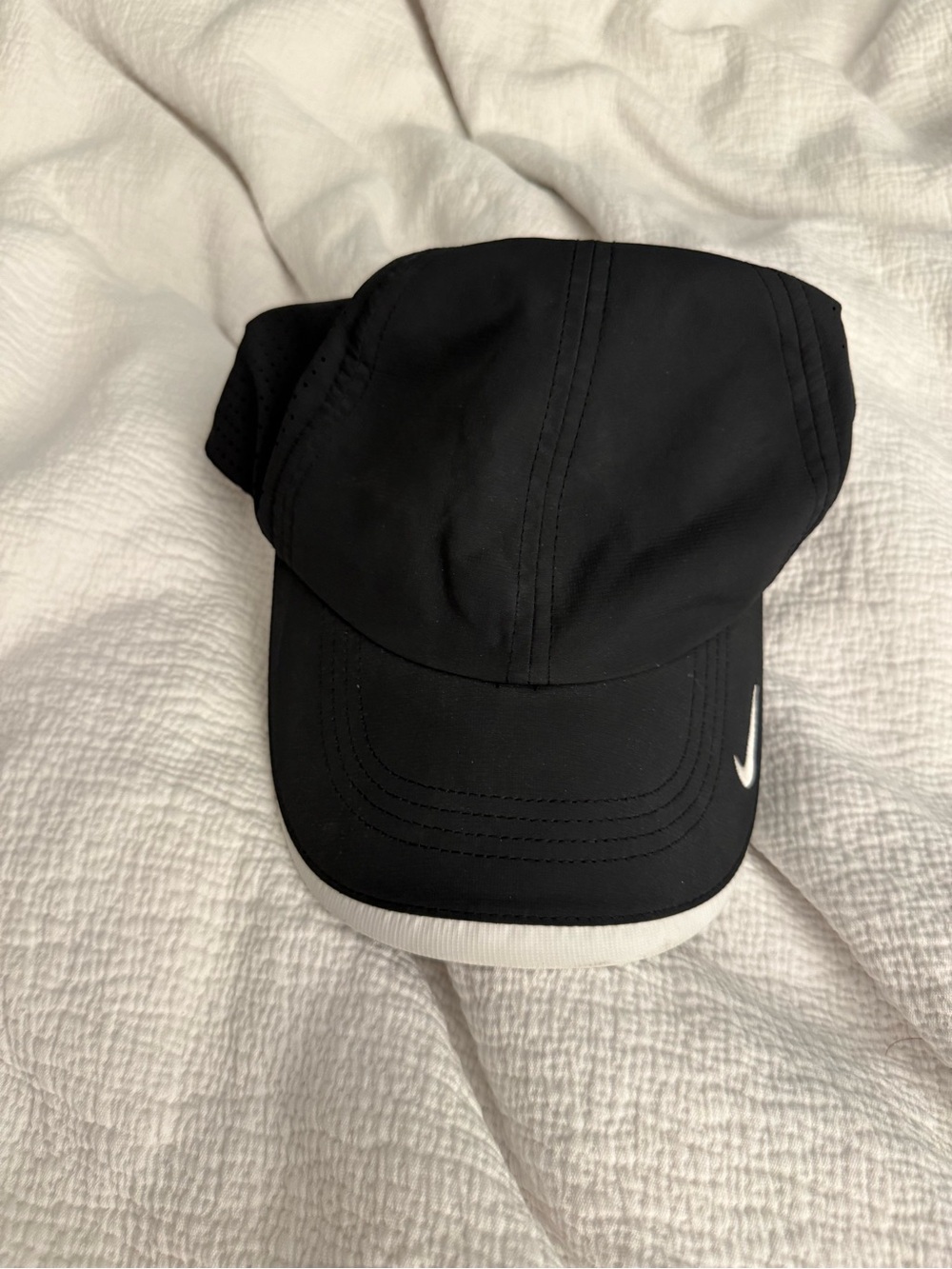 Nike Black Cap with White Swoosh Accent - Dry Fit